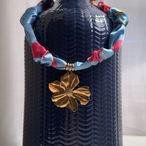 Scarf Charm Necklace, Floral Pendant Necklace